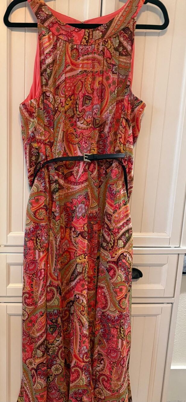 Tommy Hilfiger Sherbet Multi Paisley Chiffon Dress sz 16 NWT